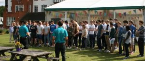 Starting a team building activity at a school