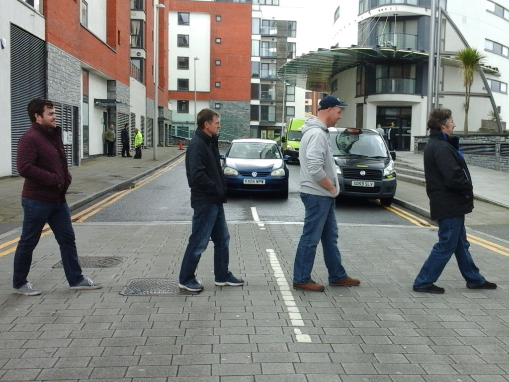 swansea02 recreating Abbey Road album cover in Swansea